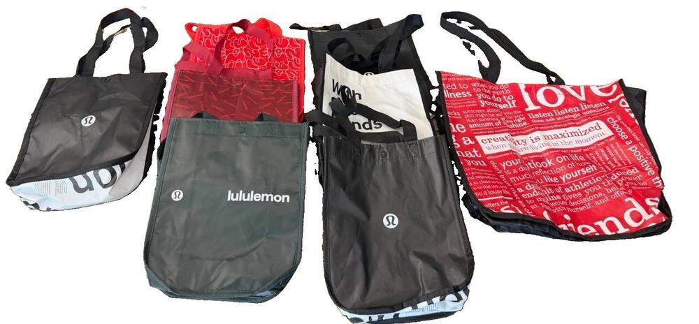 Lululemon Reusable Shopping Tote Bags Lot of 7 Lunch Bags Small Medium Used